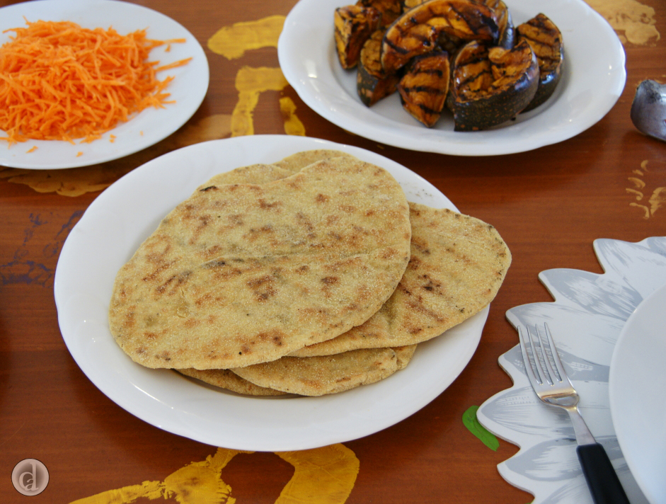 Freshly made pita for dinner