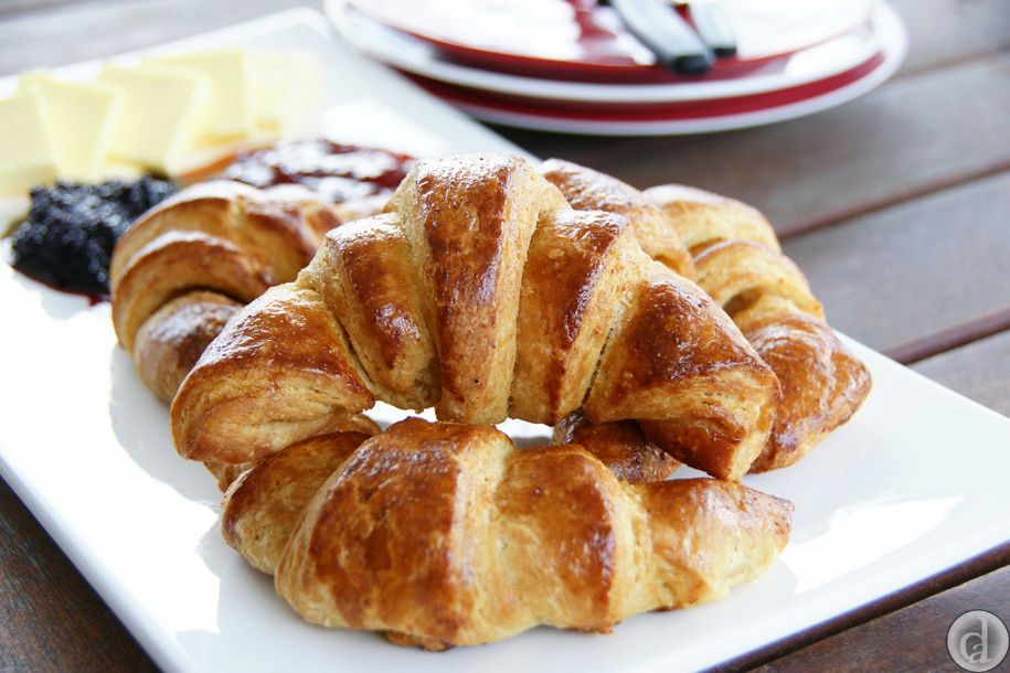 Hot croissants with butter & homemade Blackberry jam