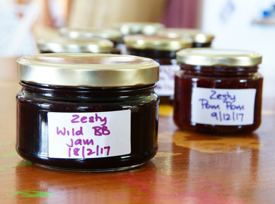 Showing a jar of my blacberry & strawberry jam