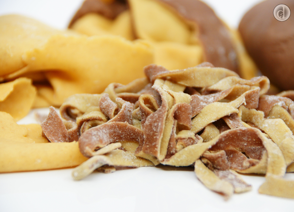 Two toned pasta in Hawthorn footy club colours