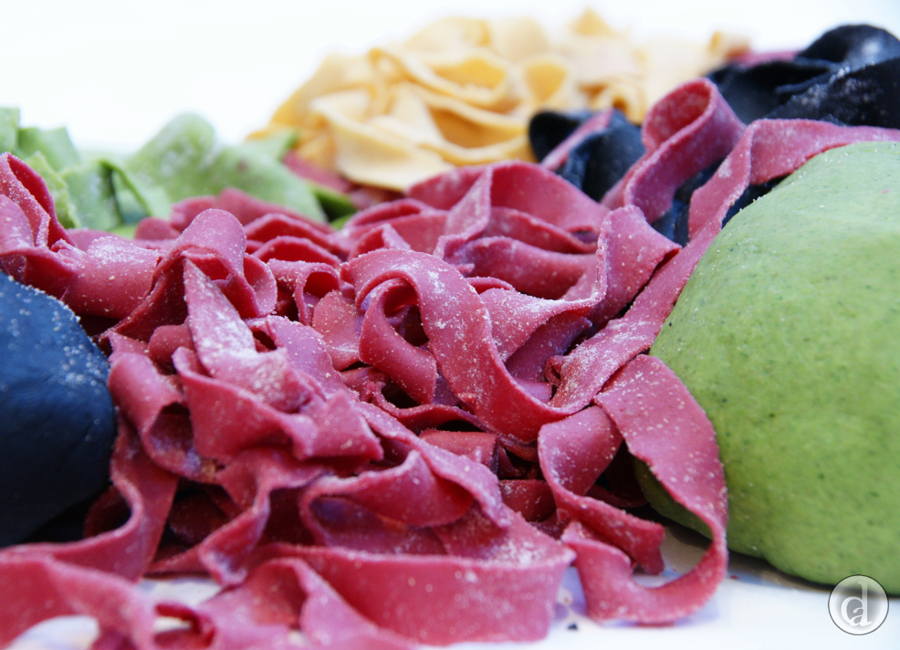 Beetroot coloured pasta