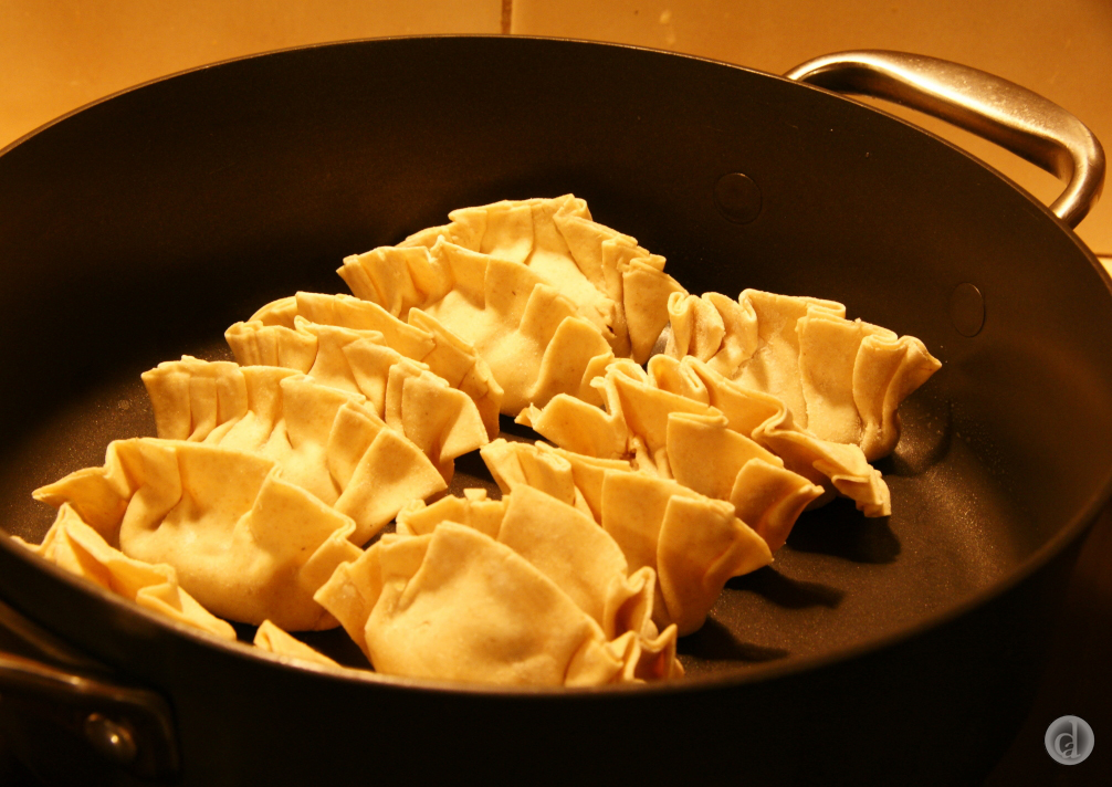 Lightly fried before steaming