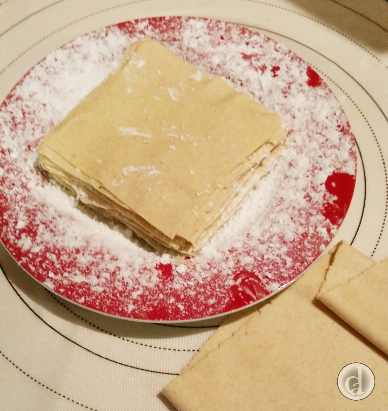 Hand cut wonton wrappers