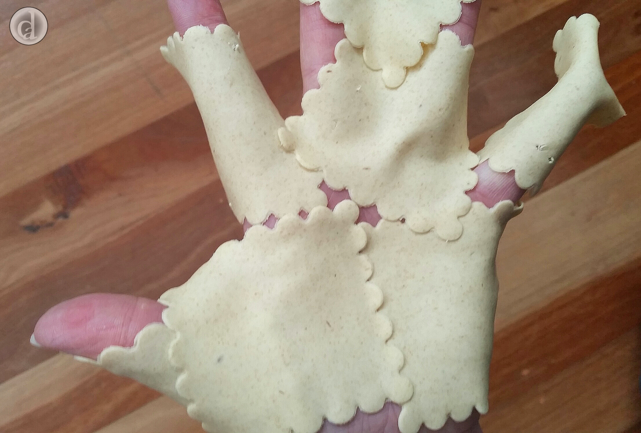 From frozen dough ready to be deep fried