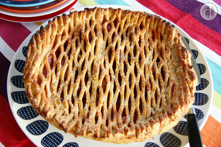 With a lattice pastry crust
