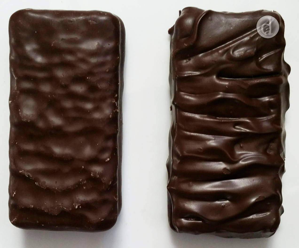 Real dark chocolate Tim Tam on the left my version on the right